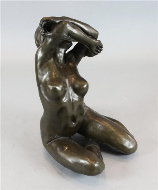 After Enzo Plazzota. A bronze model of a seated nude woman, height 25in.